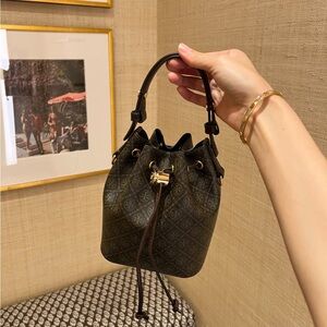 NEW Tory burch T MONOGRAM COATED CANVAS MINI BUCKET BAG